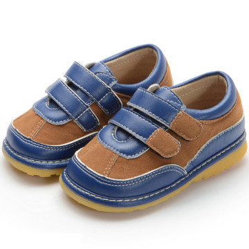 Navy Brown Suède Hook &amp; Loop Squeaky Chaussures Garçon